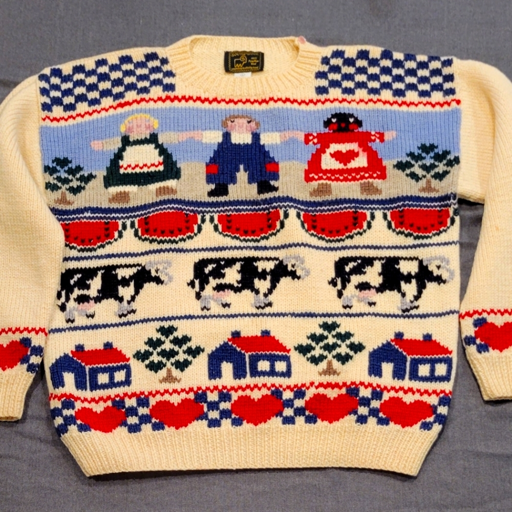 Vintage SOUTH WOOL Cowichan Wool Hand Knit Nordic, Pure Virgin Wool size L